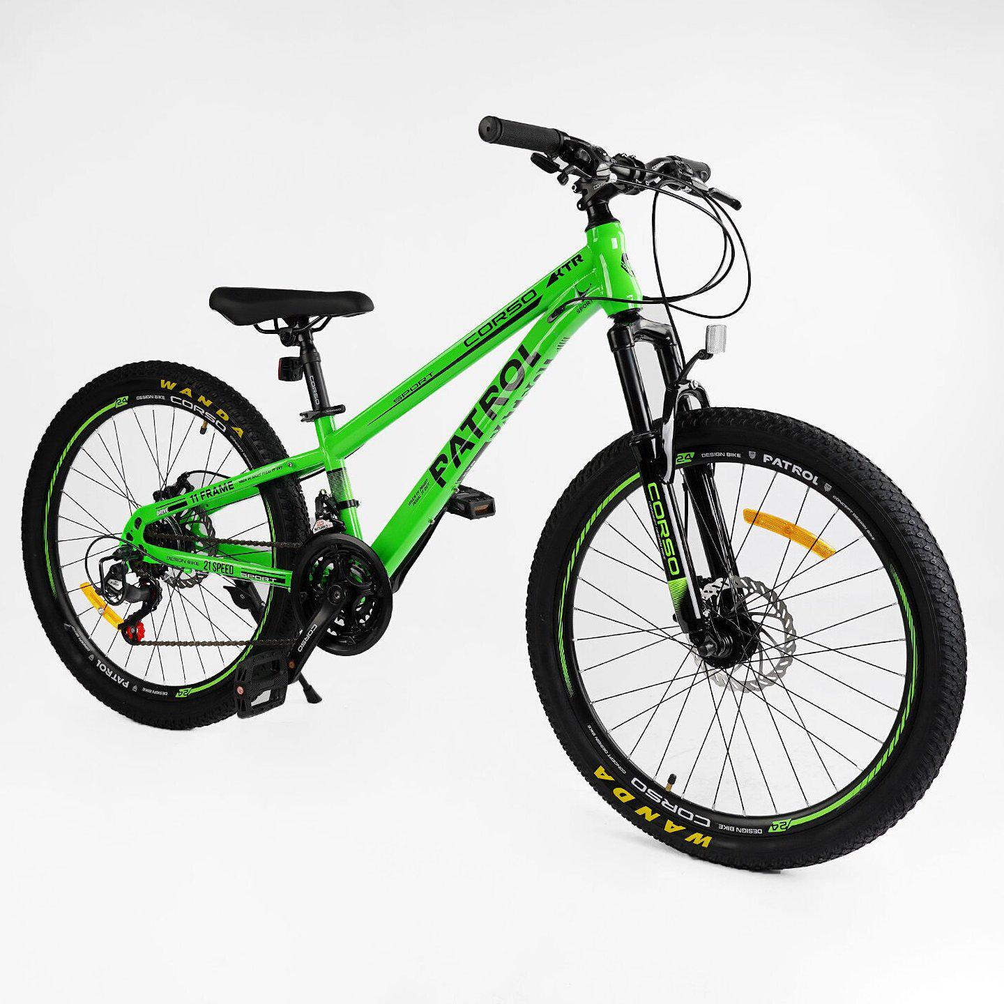 Велосипед горный подростковый Corso Patrol 24" Салатовый - фото 2 Велосипед горный подростковый Corso Patrol 24" Салатовый - фото 2