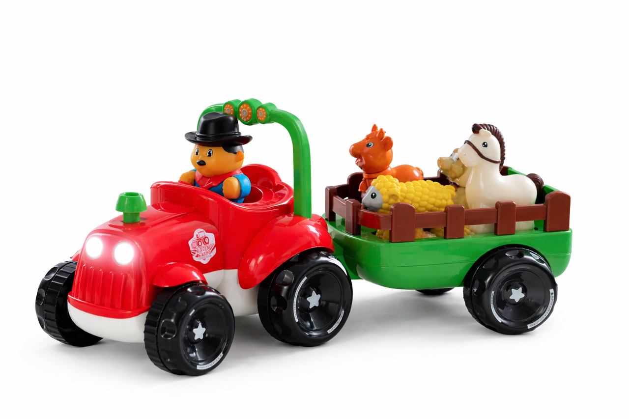 Трактор фермера с прицепом М 5572 Тракторец Музыка звуки украинские стихи песни и свет 36 см