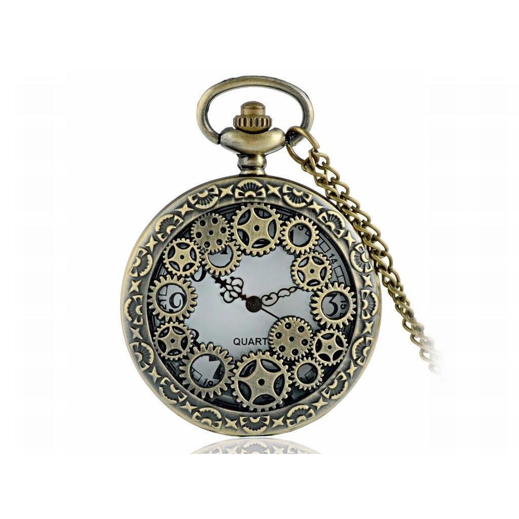 Годинник кишеньковий Шестерні на ланцюжку з арабським циферблатом Бронзовий (2466992164)