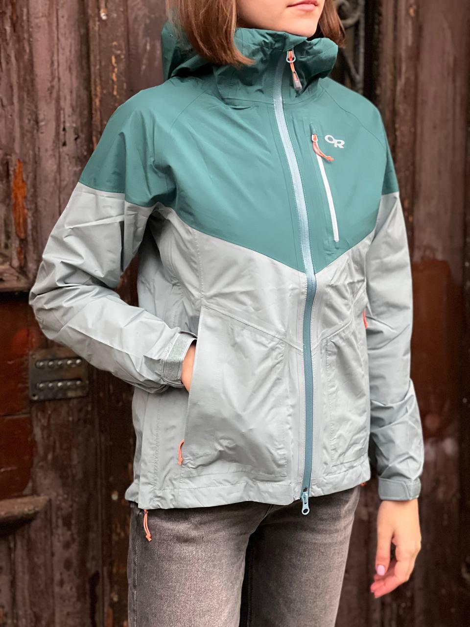 Куртка мембранная женская Outdoor Research Foray 1 Gore-tex трекинговая для походов S Зеленый с серым (2680992)