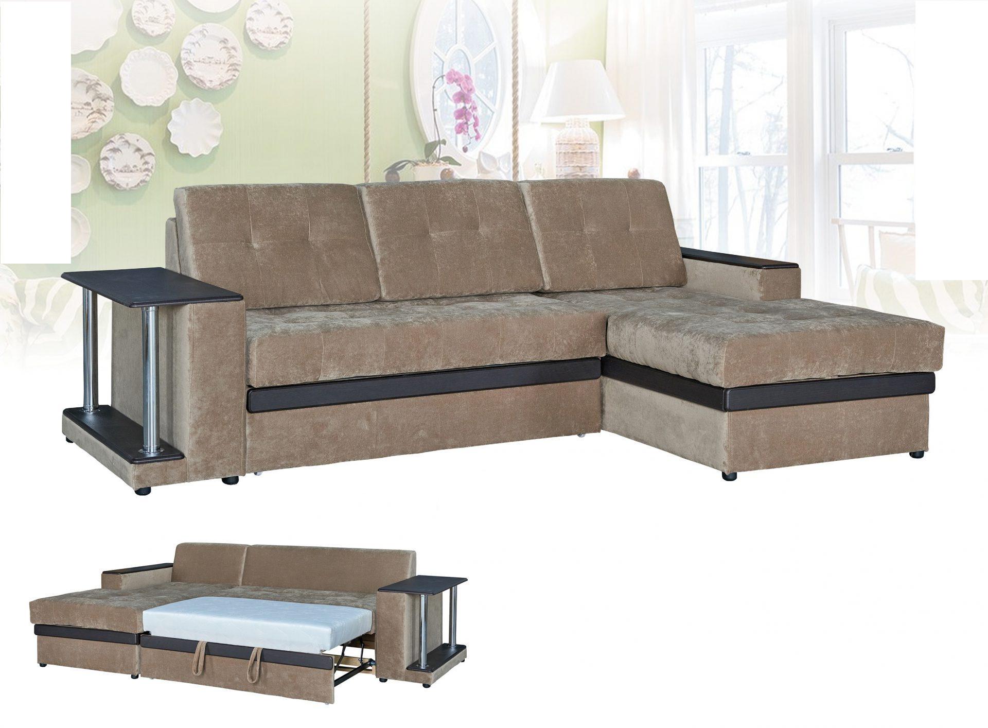 Диван угловой Орфей 2700x950x1650(раскладной) из ДСП дерево /ткань Кордрой коричневый Мебель Сервис