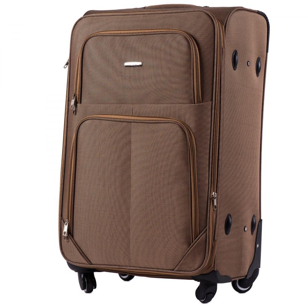 Чемодан тканевый Wings 214 большой на 4 колесах 76х48х35 см 106 л Песочный