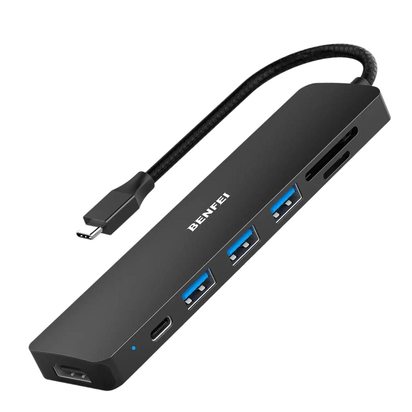Хаб USB Type-C 7в1 3хUSB 3.0 HDMI SD TF Type-C PD (01_K05020213443)