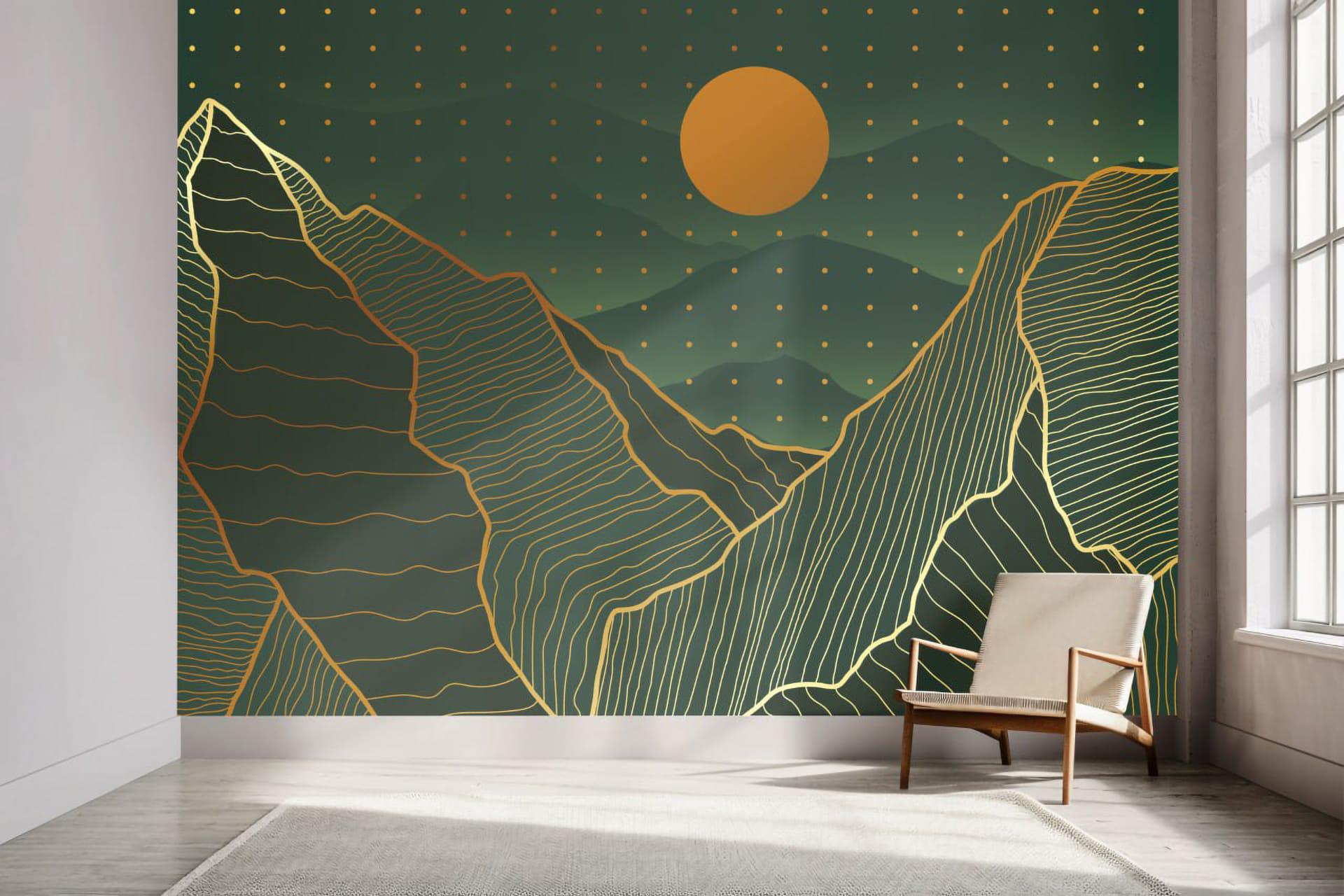 Фотообои флизелиновые Styleo Print-walls Иллюстрация золотые горы 014 400х250 см (Pw-014/4)