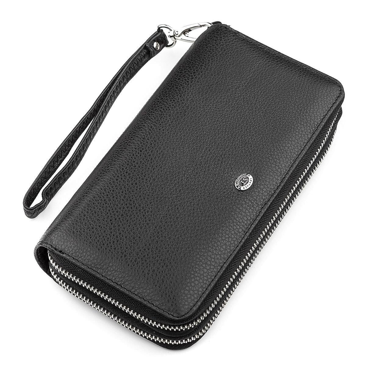 Кошелек мужской кожаный ST Leather 18451 с ручкой для ладони Черный (168-136-18451)