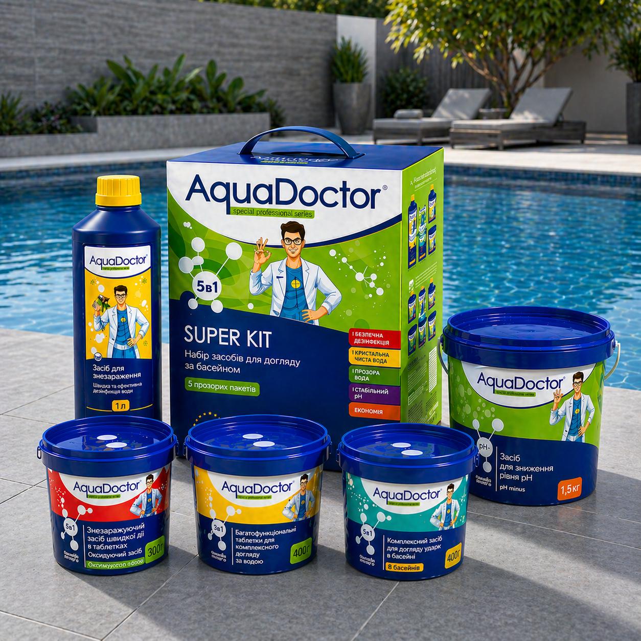 Набор химии для бассейна AquaDoctor Super Kit 5в1