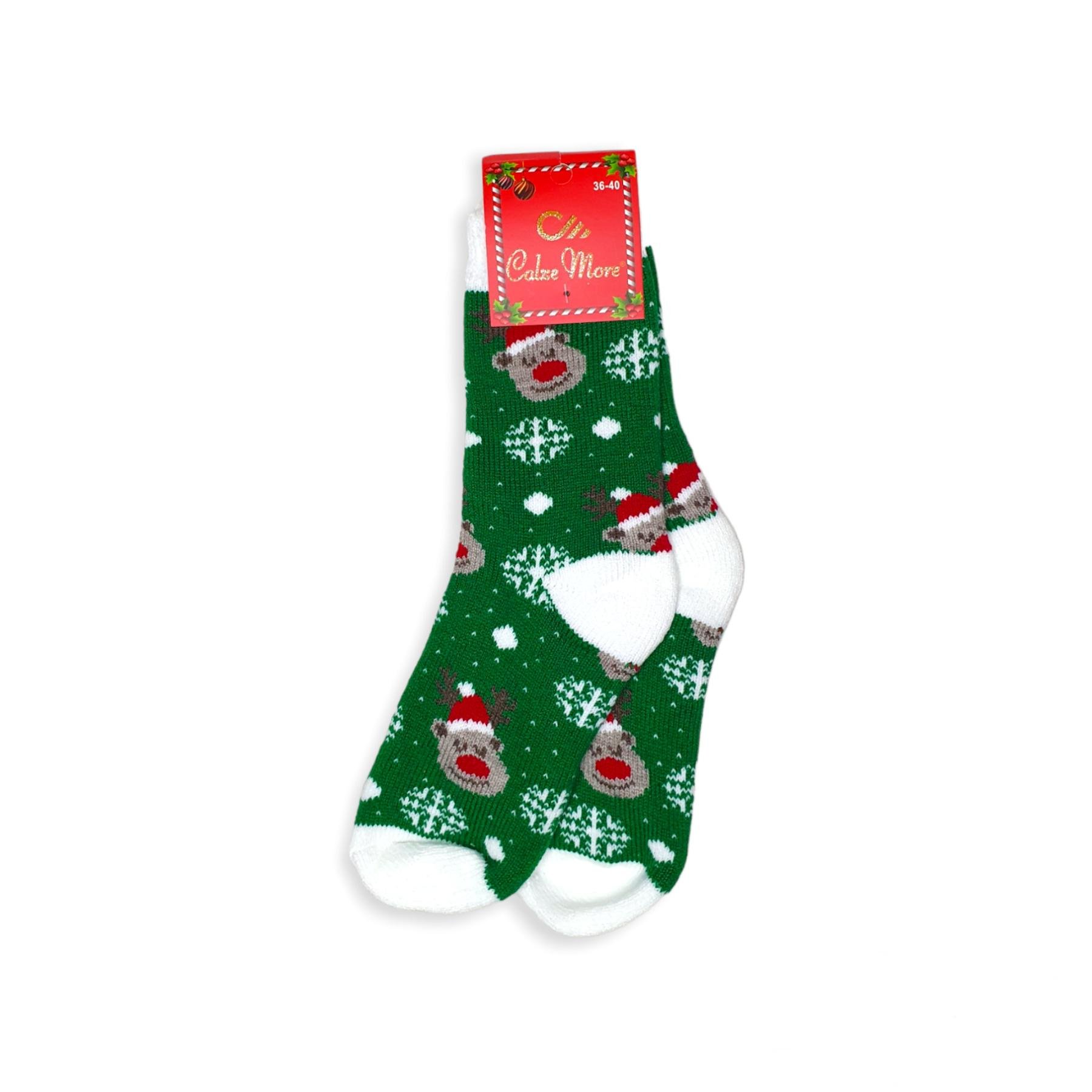 Носки женские Calze More Новогодний принт махровые (K-3003)