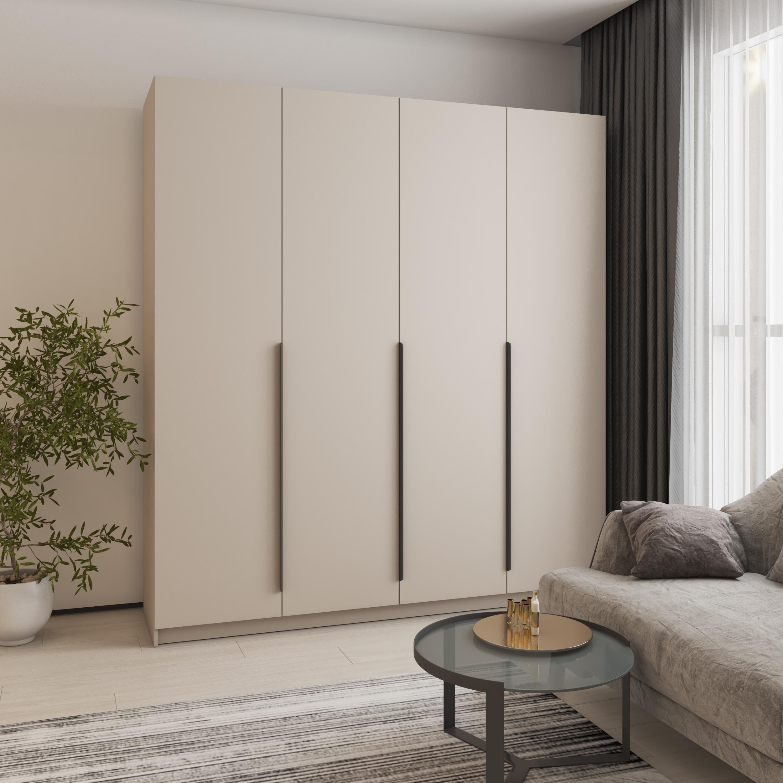 Шафа 4-дверна MebelStar Оскар ДСП BG додаткова штанга 200x52x220 см Кашемір (MBS-4725)