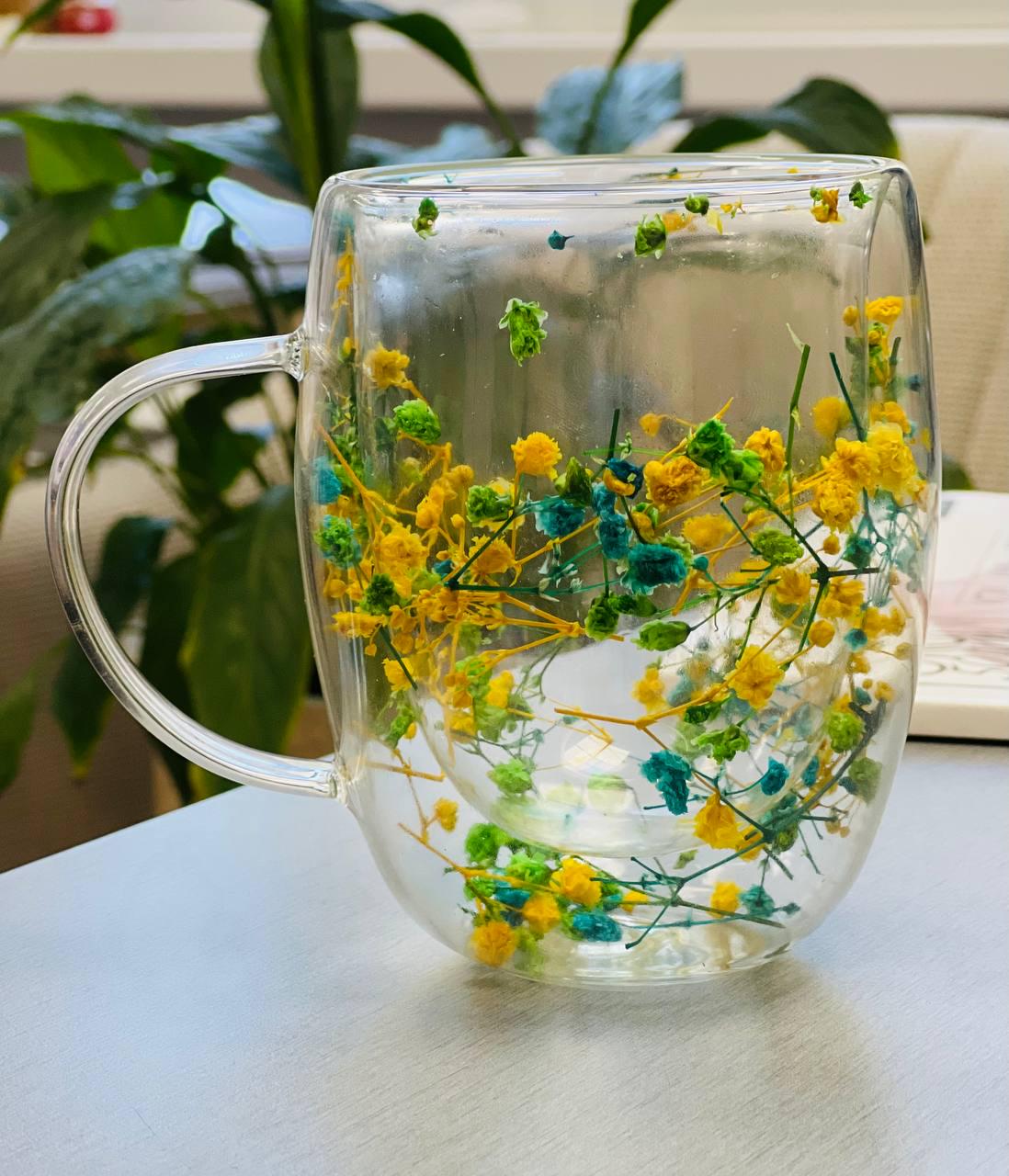 Чашка з подвійним дном Чарівність квітів 350 мл Прозорий (8030-501)