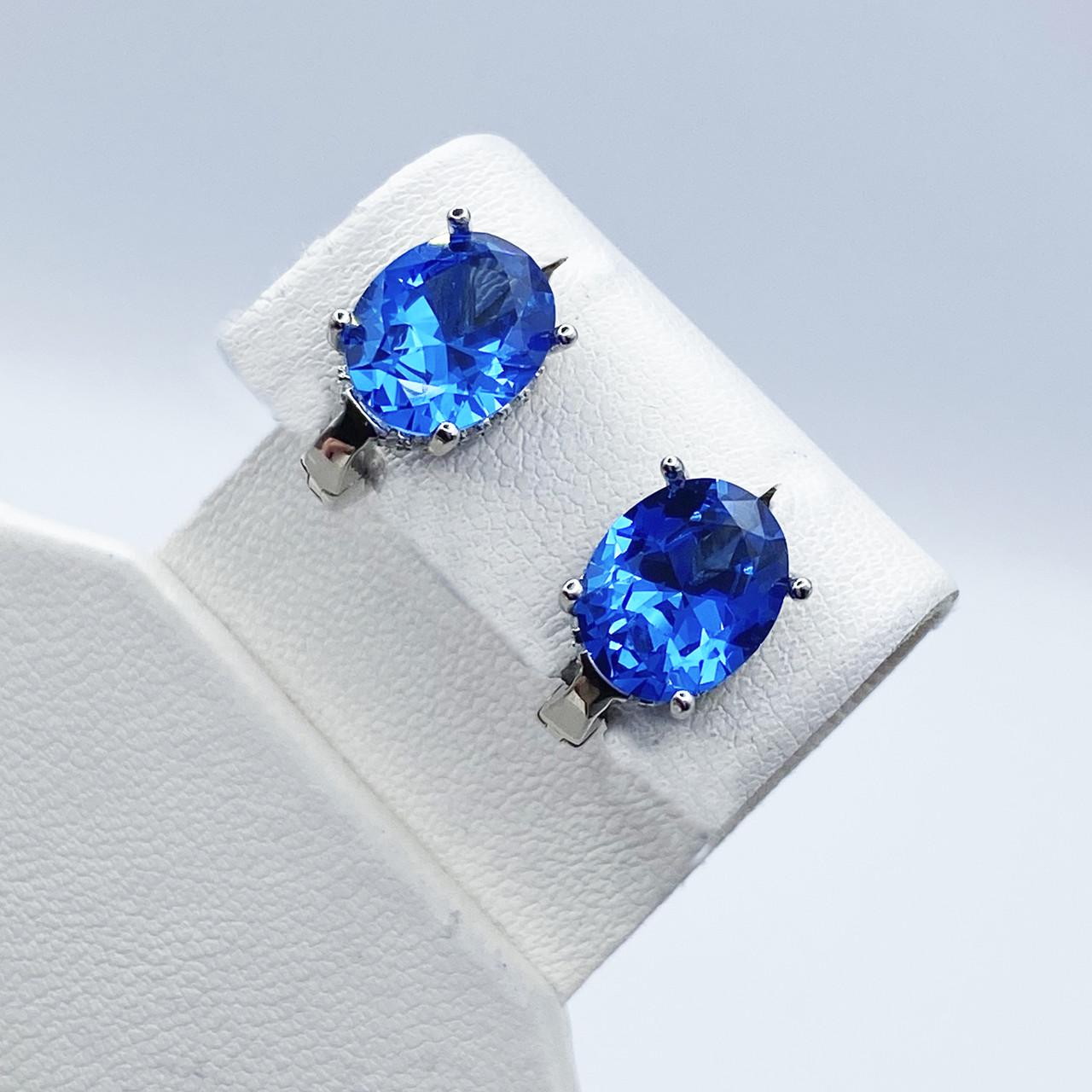 Серьги серебряные с кварцем London Blue 4,21 г (2263131017)