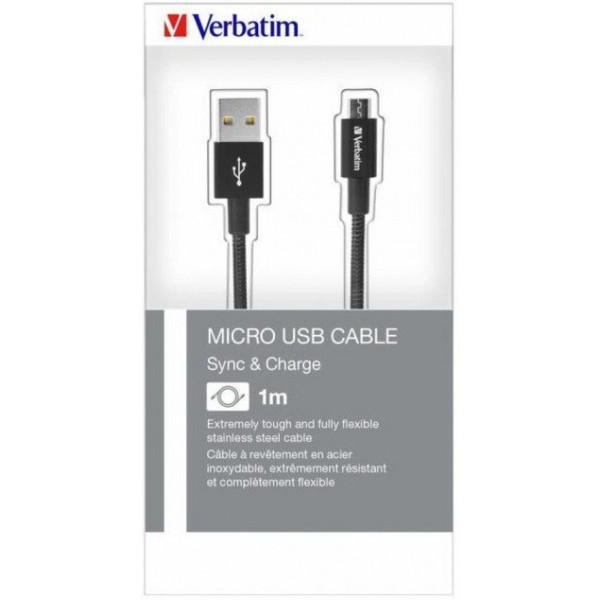 Кабель Verbatim USB-Micro USB 1 м Black (48863) - фото 7