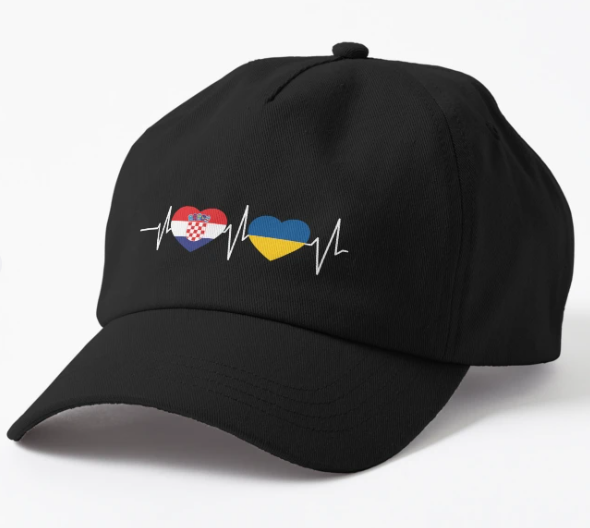 Кепка унисекс Malfini с патриотическим принтом Ukraine Croatia Черный (УКР393К-1)