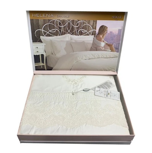 Комплект постельного белья Maison D'or с кружевом 200х220 Helena Ekru (02MD200220SHelena08)
