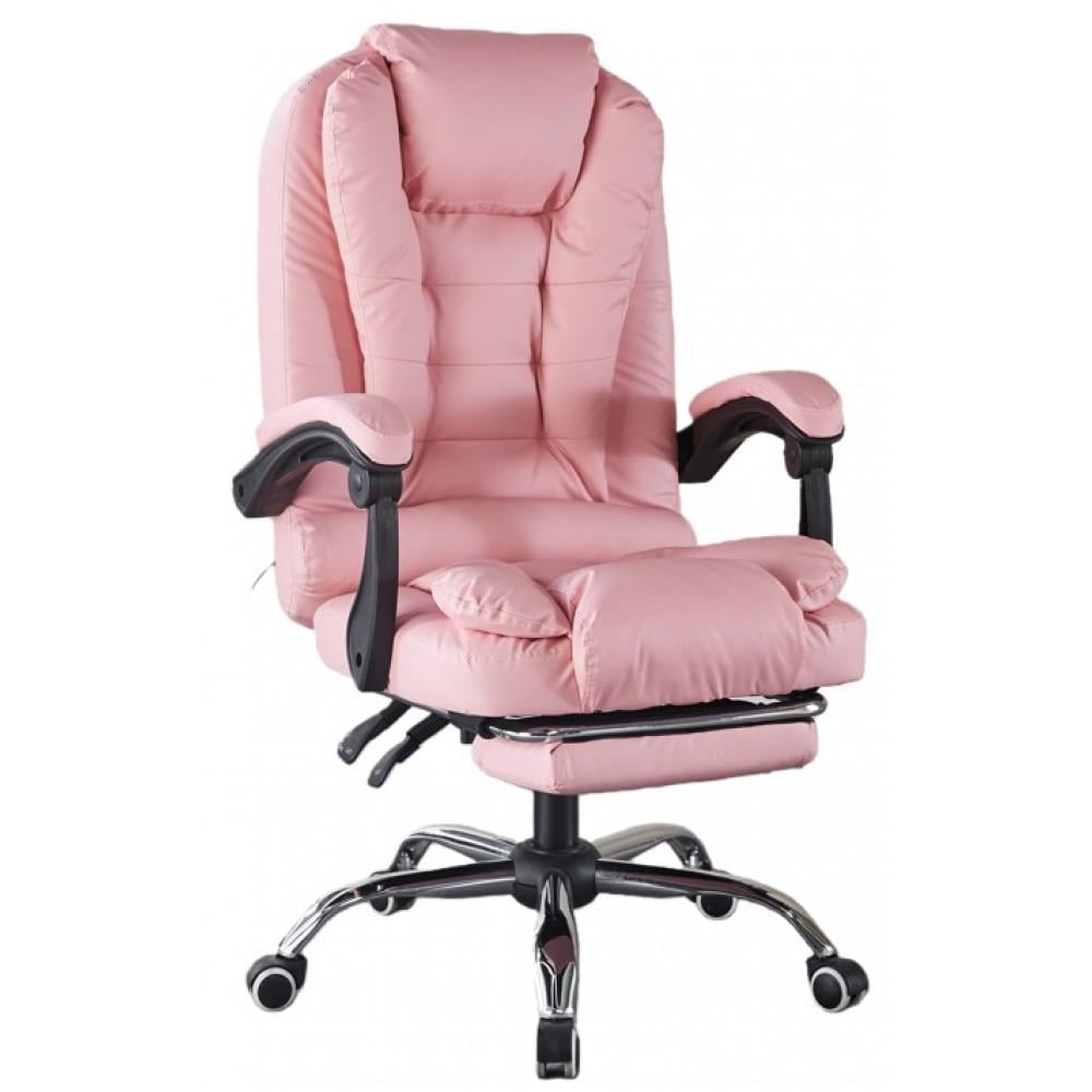 Кресло офисное Bonro B-6071 с массажем и подставкой для ног Розовый (42412122)