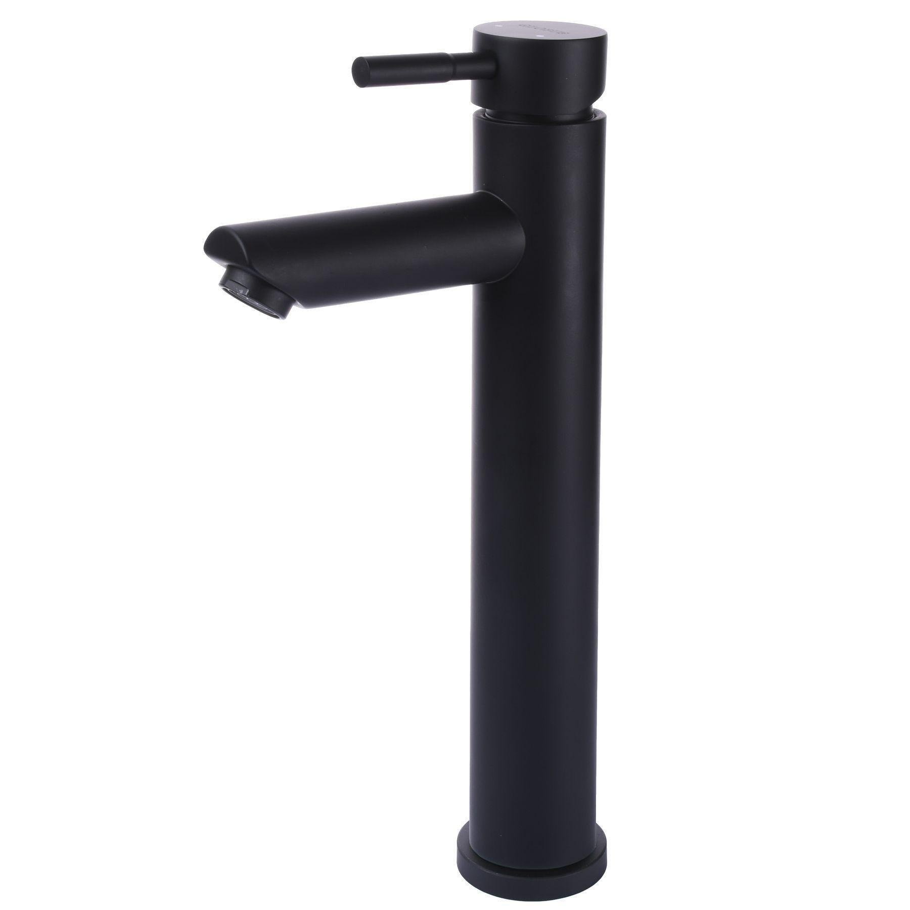 Смеситель для умывальника GLux ALPEN SBT1-201-BB высокий из нержавеющей стали Черный (21153)