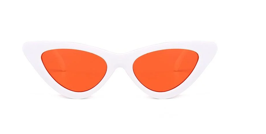 Очки треугольные солнцезащитные Кошачий глаз Белый/Оранжевый