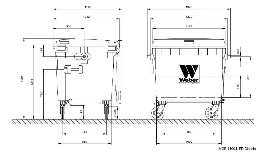 Контейнер Weber 1100 л Зеленый - фото 6