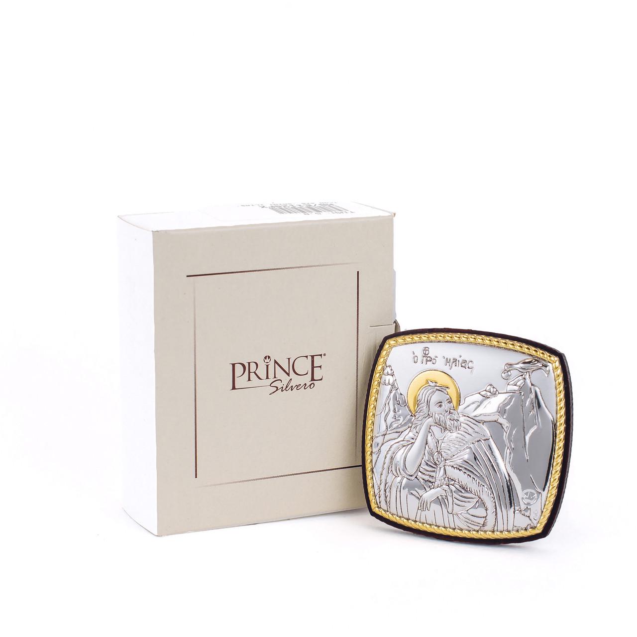 Ікона Святого Іллі з позолотою срібна 5х5 см