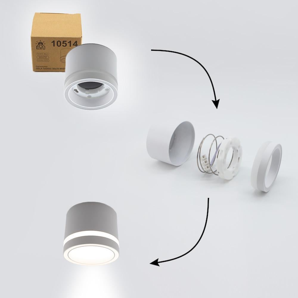 Светильник потолочный ESLLSE GELA R GX53 85x70 мм Белый (10514-1) - фото 5 Светильник потолочный ESLLSE GELA R GX53 85x70 мм Белый (10514-1) - фото 5