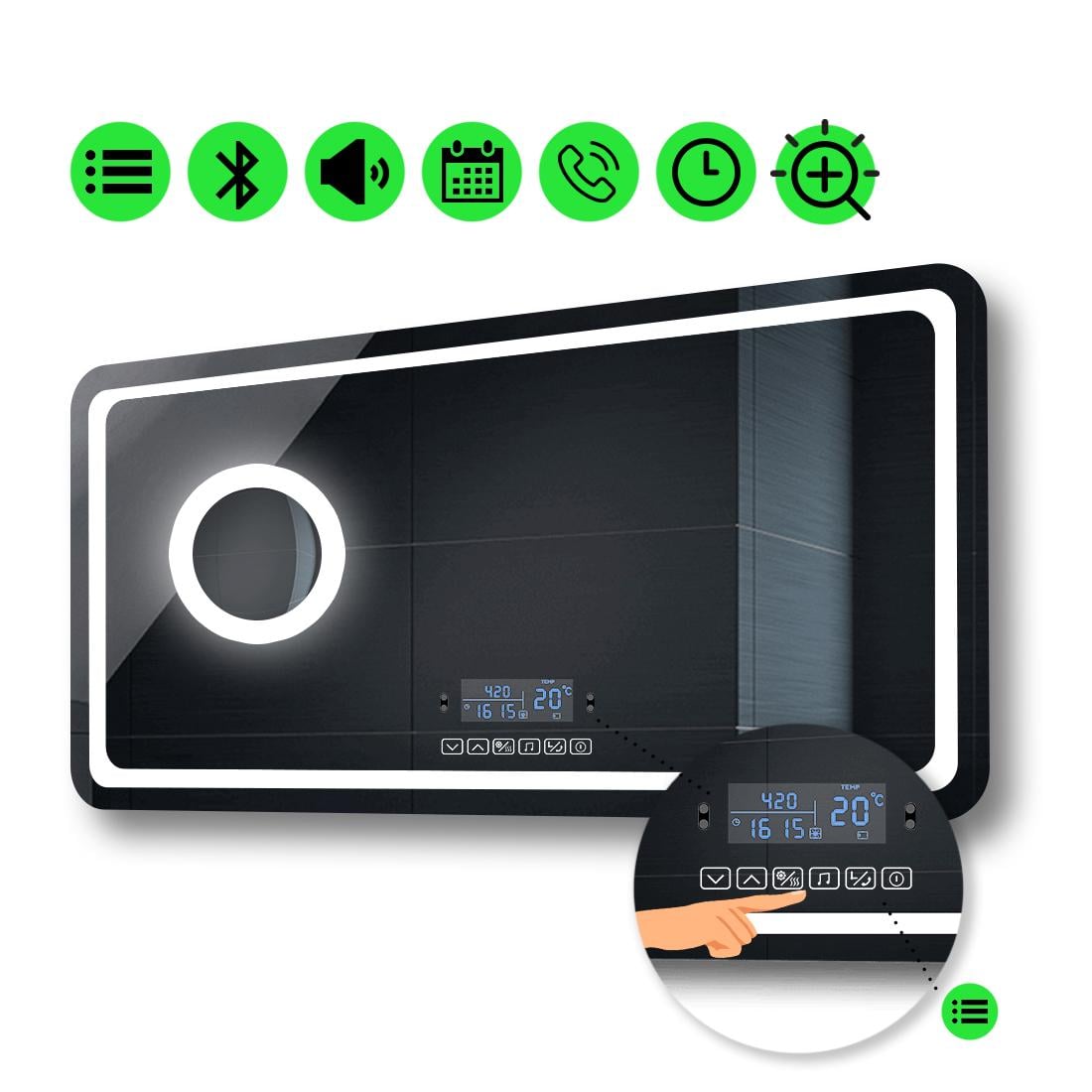 LED-зеркало 90x60 см с Smart-блоком и линзой с подсветкой Anvi (Anvig84)