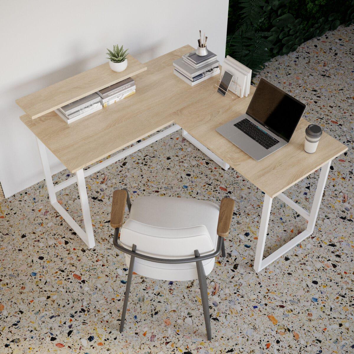 Комп'ютерний стіл кутовий в стилі Лофт StepLoft з полицею каркас металевий (Comp-table-162)