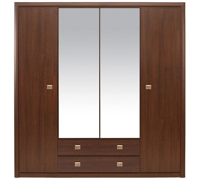 Шафа для спальні 4-дверна з дзеркалом Gerbor SZF4D2S Коен з ДСП 2140х565х1200 мм Венге (5719) - фото 2 Шафа для спальні 4-дверна з дзеркалом Gerbor SZF4D2S Коен з ДСП 2140х565х1200 мм Венге (5719) - фото 2