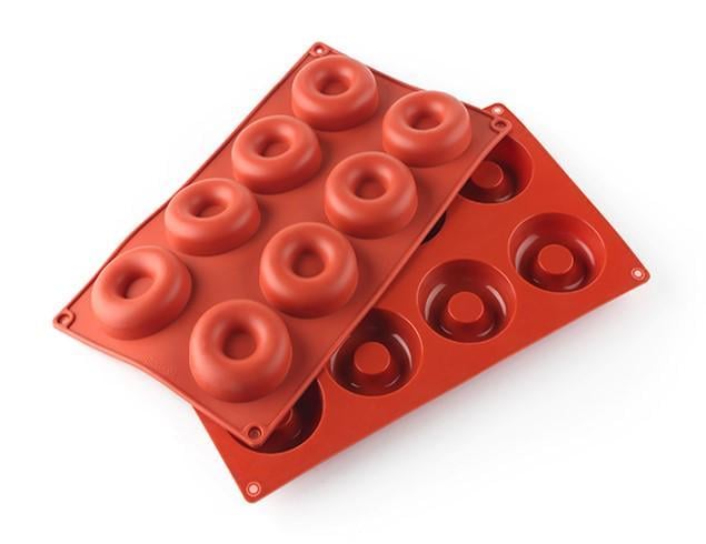 Форма силиконовая One Chef для выпечки Профи Табл d 6,2 см h 1,8 см на 8 ячеек Красный