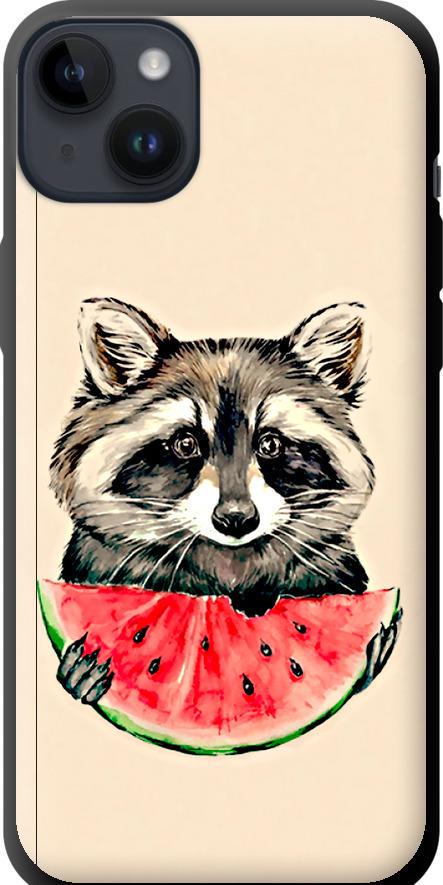 Чехол на iPhone 14 Plus Енотик с арбузом (4605b-2645-42517)