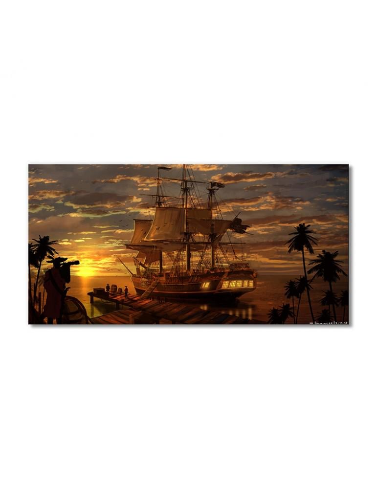 Картина модульная Пиратский корабль на закате 1 модуль 30х45 см