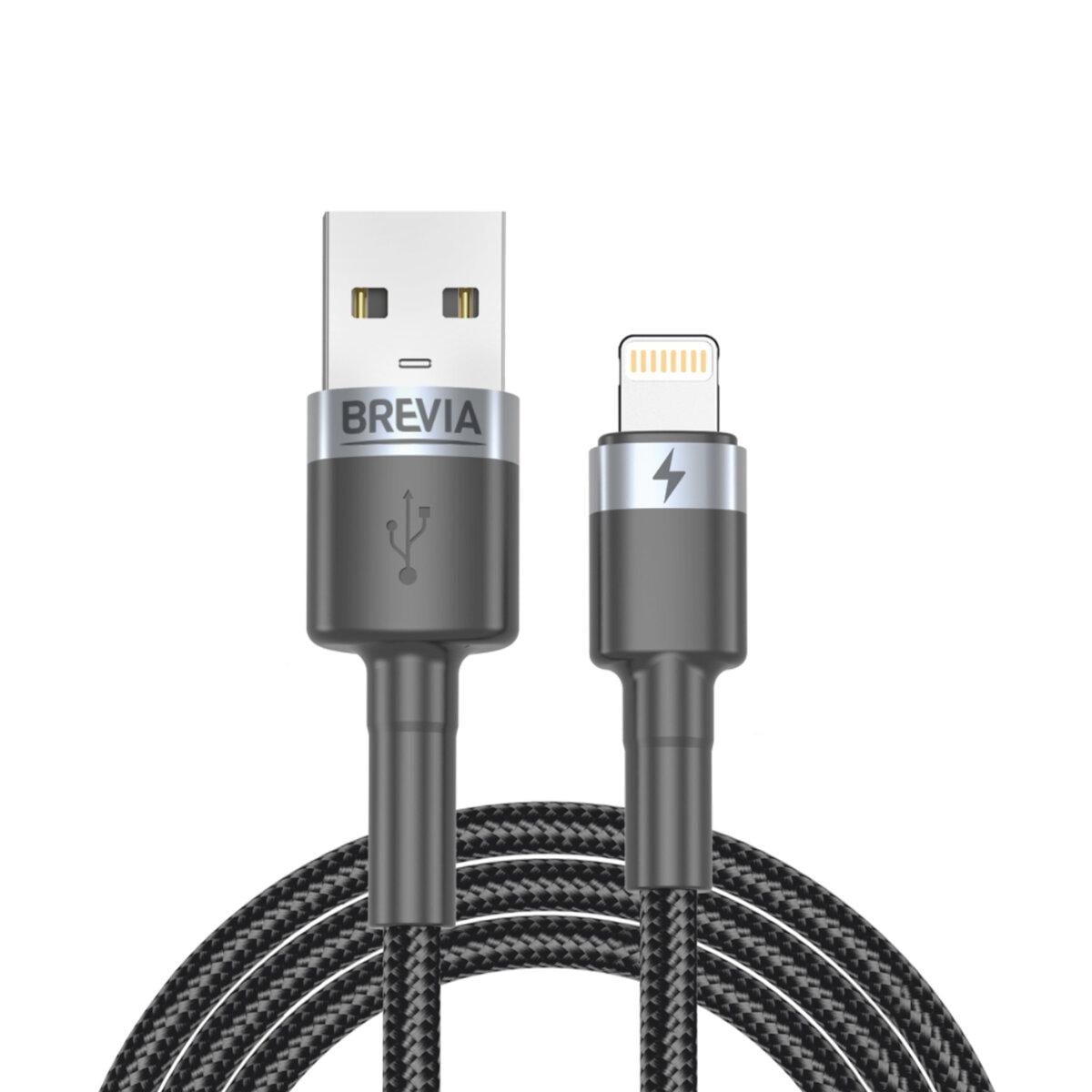 Кабель Brevia USB to Lightning 2,4А 1,2 м Черный