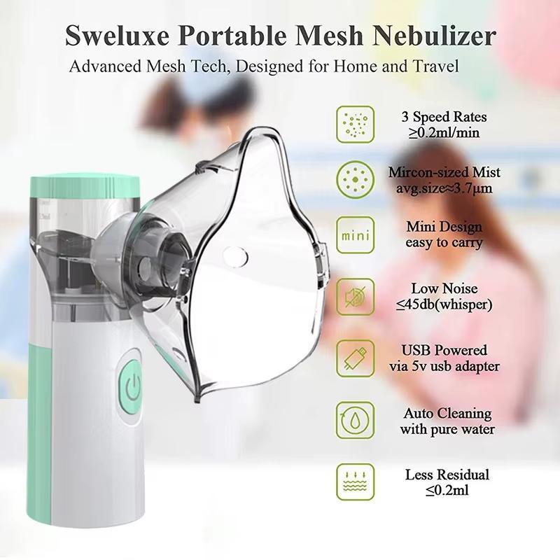 Небулайзер MESH портитивний c 3 насадками и USB Белый с зеленым - фото 4
