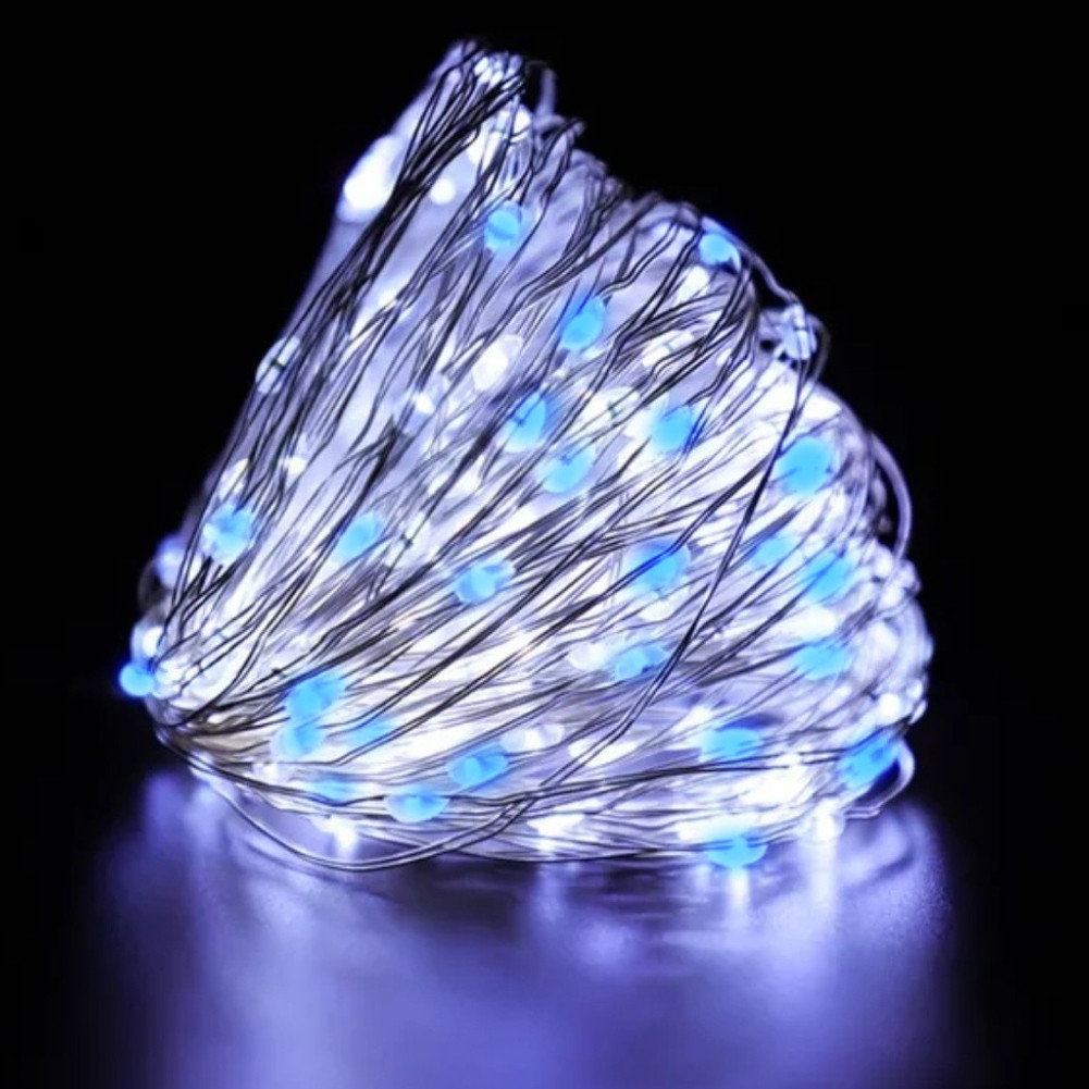 Гирлянда светодиодная нить Роса 20 м от USB 200 LED 8 режимов IP44 Сине-белый - фото 6 Гирлянда светодиодная нить Роса 20 м от USB 200 LED 8 режимов IP44 Сине-белый - фото 6