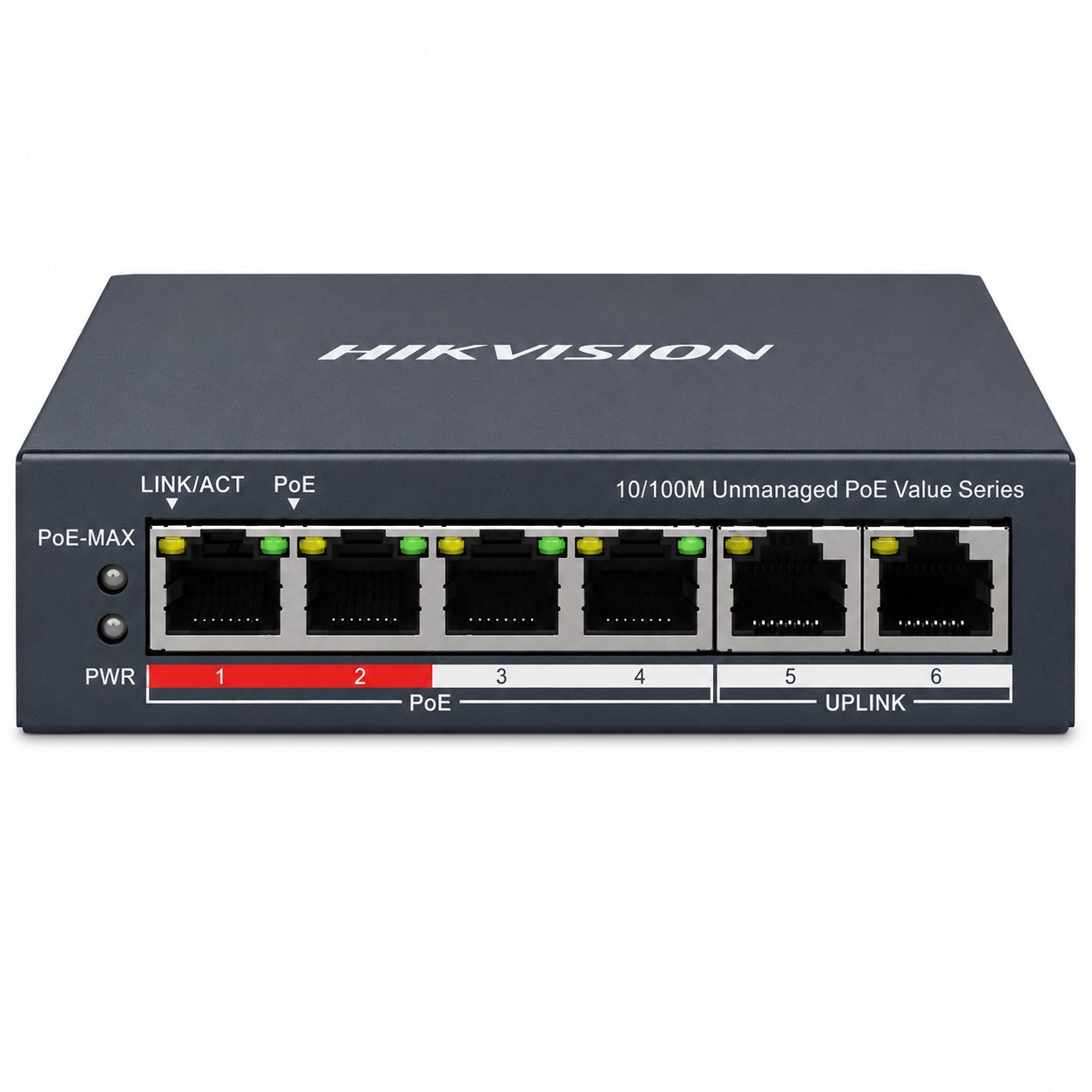 Коммутатор сетевой настольный Hikvision DS-3E0106P-E/MB неуправляемый 6-портовый PoE 3–50 Вт (655953)