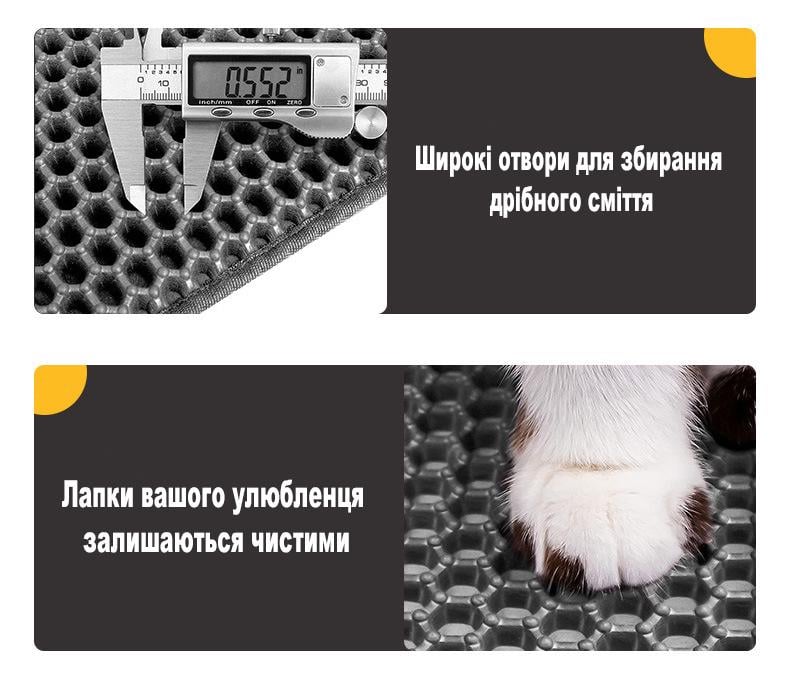 Коврик двухслойный ЕВА для кошачьего туалета для сбора песка 30х30 см Черный (R9317) - фото 2