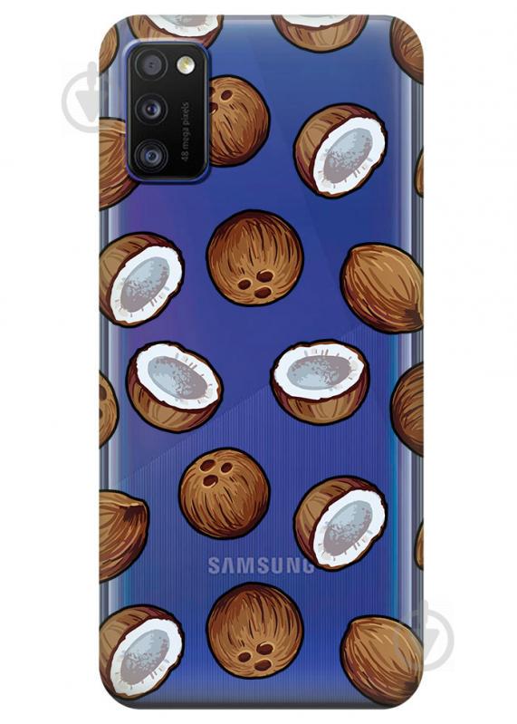Прозрачный силиконовый чехол iSwag для Samsung Galaxy A41 с рисунком - Кокосы (KS3064)