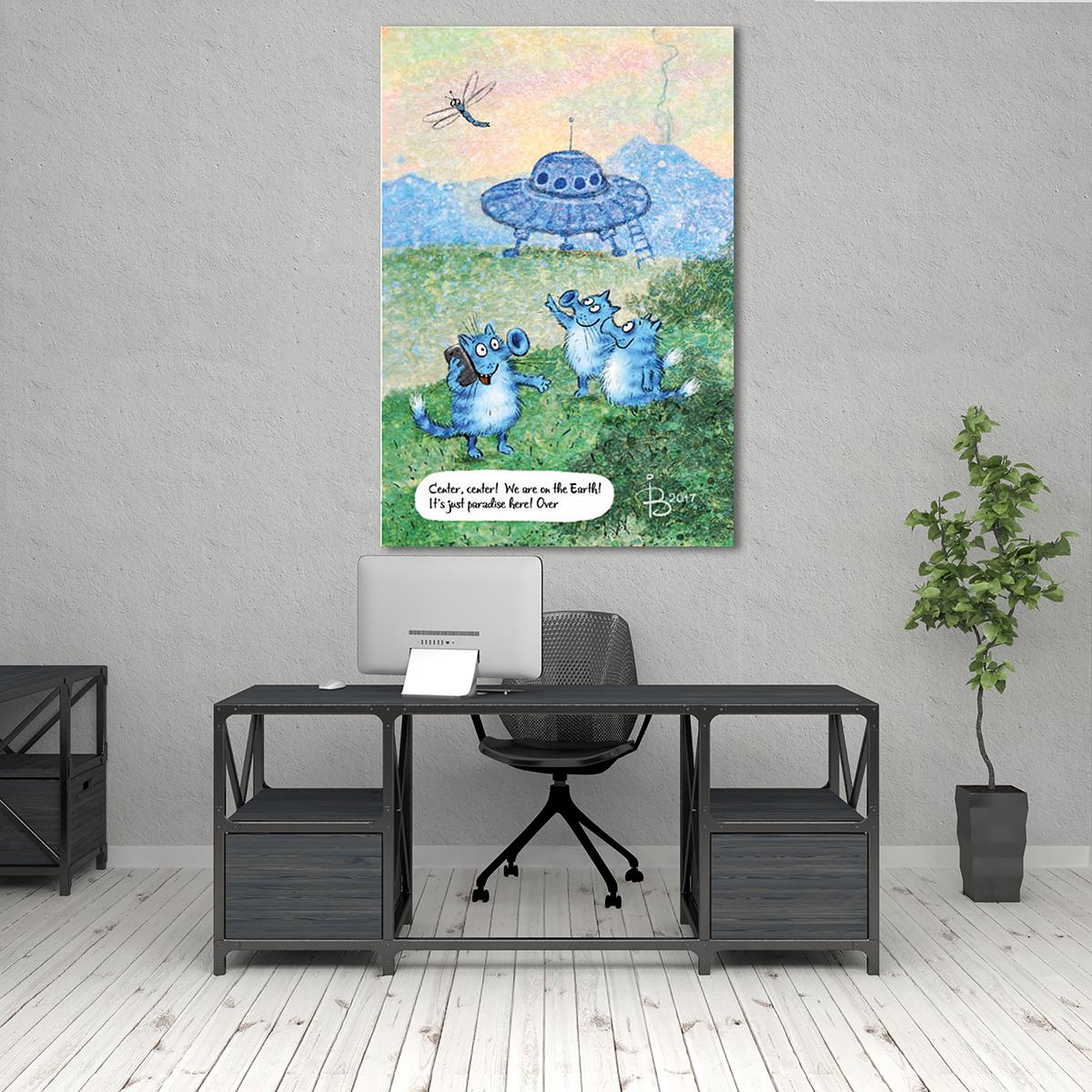 Модульная картина Прилет инопланетян 1 модуль 60x90 см (_rinaz_20172224045)