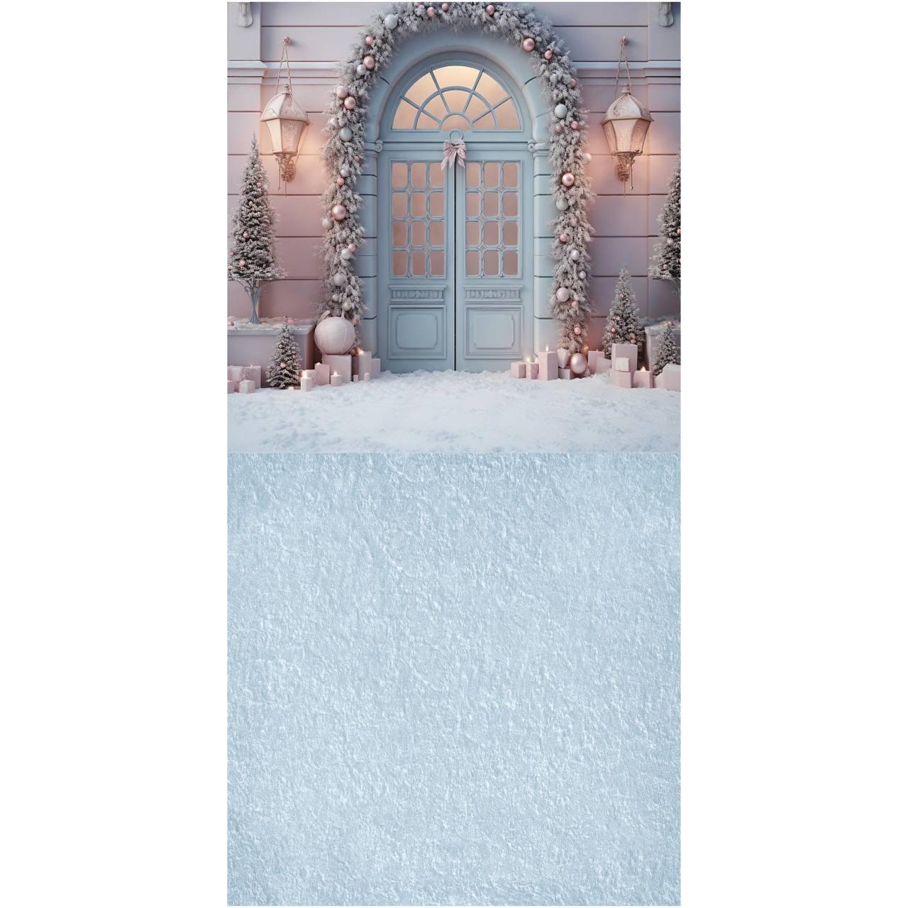 Фотофон вініловий Стіна Підлога текстурний Gipermag Christmas blue door 100х200 см (7814)