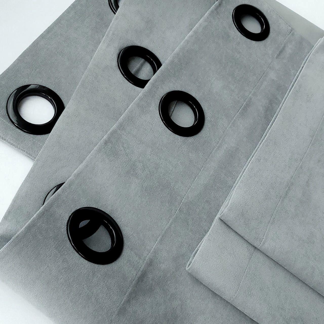 Штора на черных люверсах с подхватом микровелюр 150х250 см 1 шт. Серо-голубой (5801525-MT11/150-BL) - фото 6 Штора на черных люверсах с подхватом микровелюр 150х250 см 1 шт. Серо-голубой (5801525-MT11/150-BL) - фото 6