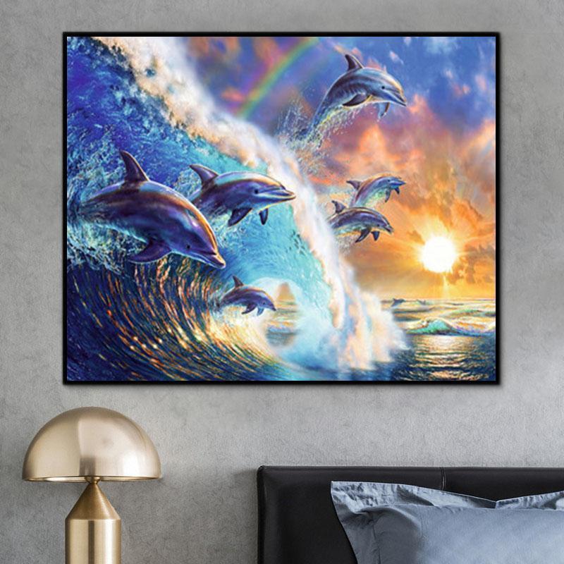 Картина за номерами Вектор Дельфіни 40x50 см (Y5743)