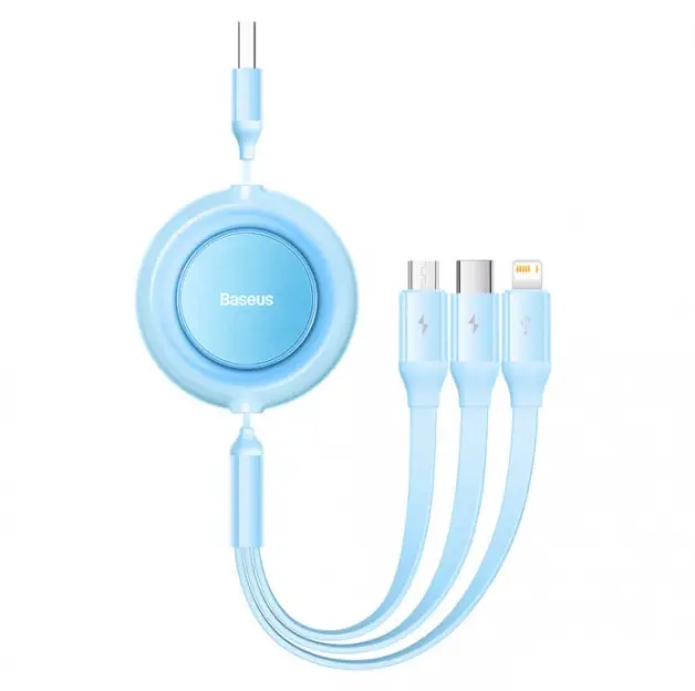 Кабель BASEUS Bright Mirror 2 Series 3в1 Cable USB to MicroUSB/Lightning/Type-C CAMJ010017 3,5A 1,1 м Blue - фото 2