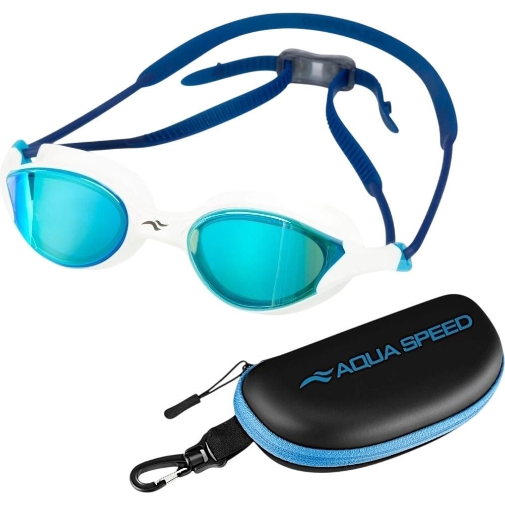 Очки для плавания с чехлом Aqua Speed ​​VORTEX MIRROR+CASE Бело-голубовато-синий (230-51)