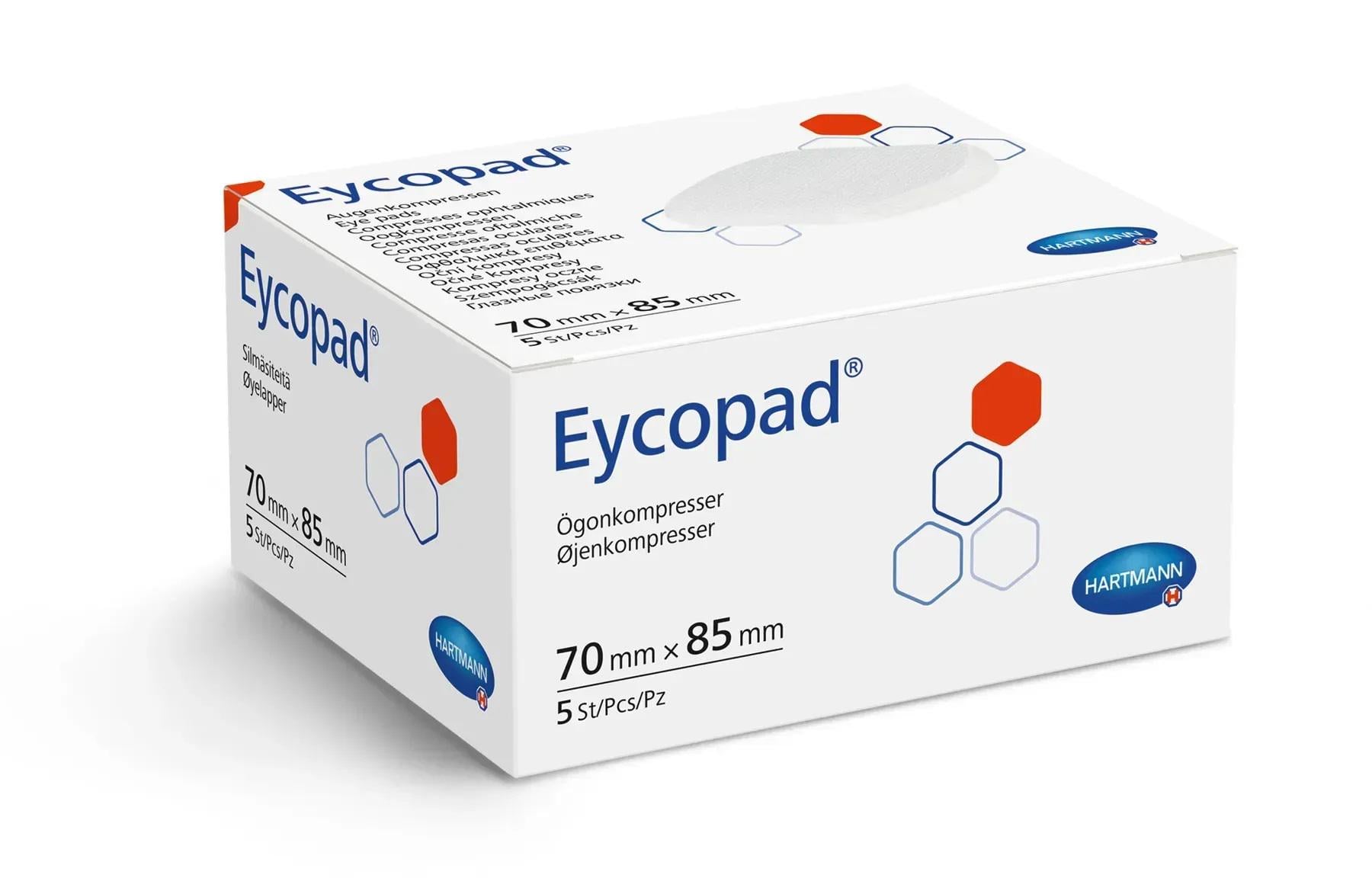 Повязки на глаз мягкие хлопковые Eycopad нестерильные 70х85 мм (4176207)