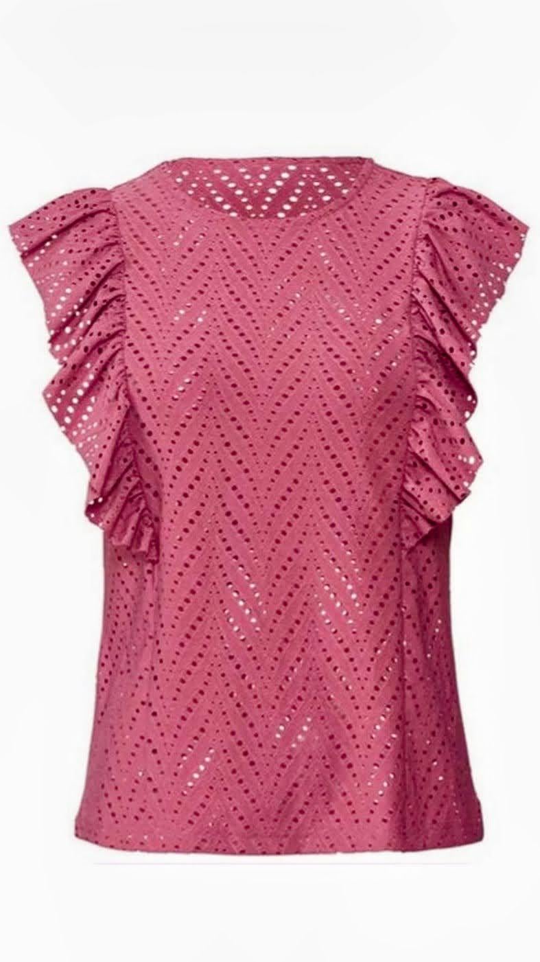 Майка-блуза женская прошва Esmara чайная роза с воланами M (835200_14) Майка-блуза женская прошва Esmara чайная роза с воланами M (835200_14)