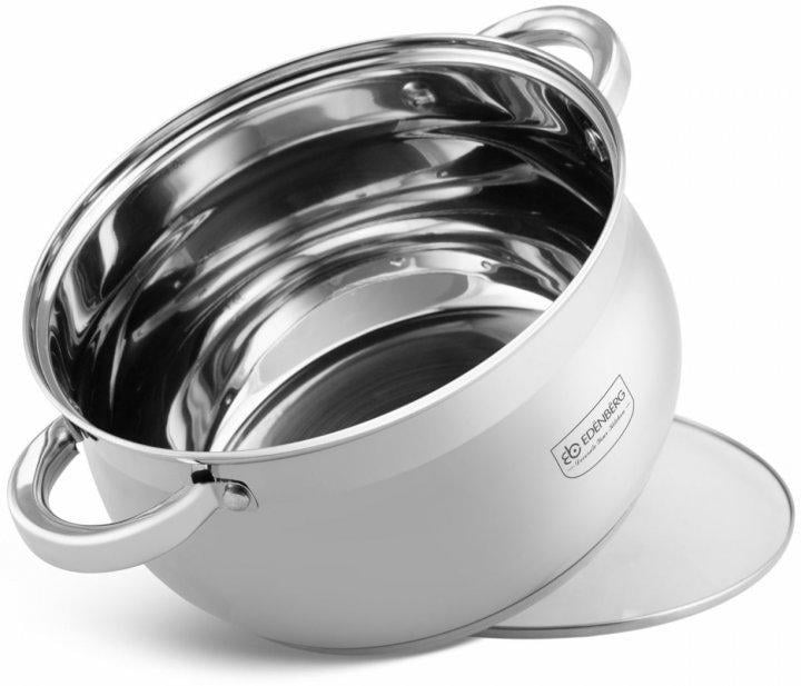 Кастрюля Edenberg 5,1 л из нержавеющей стали со стеклянной крышкой (EB-3726) - фото 3