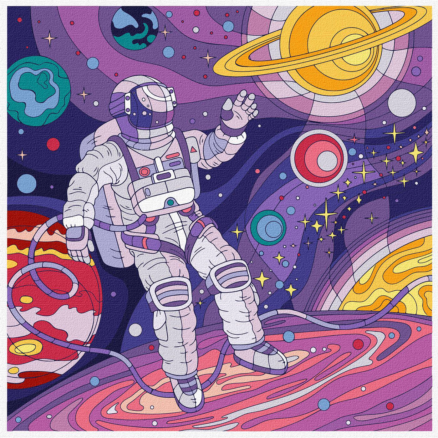 Картина за номерами Ідейка Подорож у космосі 40x40 см (Id-KHO5066)