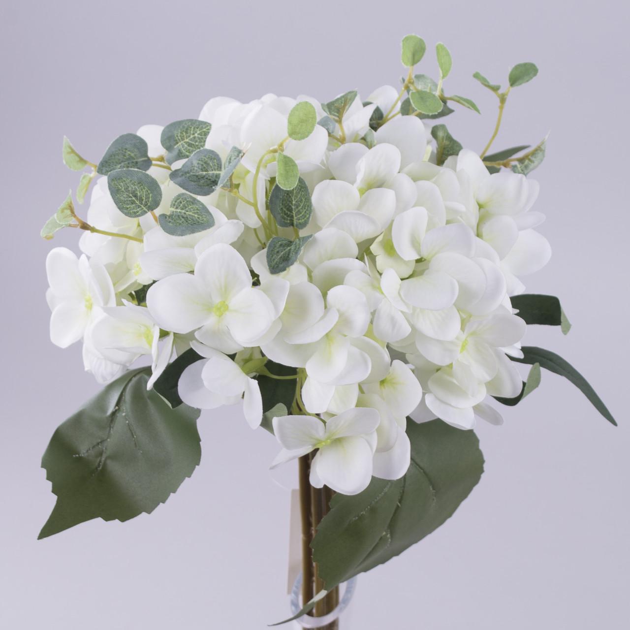 Искусственные цветы Букет гортензии с плющом Белый (5032-2)