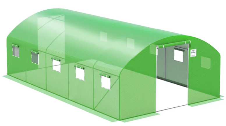 Теплиця Cultivo Double ПЕ плівка 2 дверей 4x6x2 м 5 секцій 24 м2 Зелений (003349)