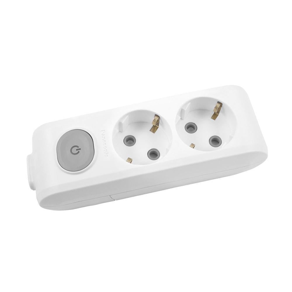 Колодка Panasonic X-tendia 2 гнезда с заземлением/шторками/кнопкой Серый (WLTA04202GR-UA)