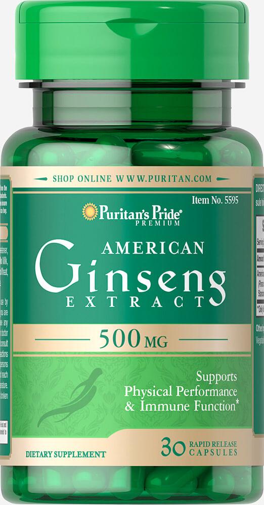 Комплекс для профилактики нервной системы Puritan's Pride American Ginseng Extract 500 мг 30 Caps