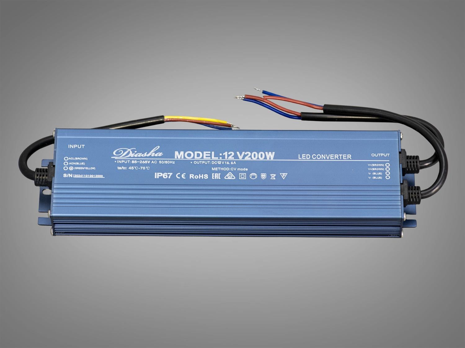 Блок питания для подключения LED ленты 12 В 200 Вт 16,6А (NP-12 В-200w-IP67)